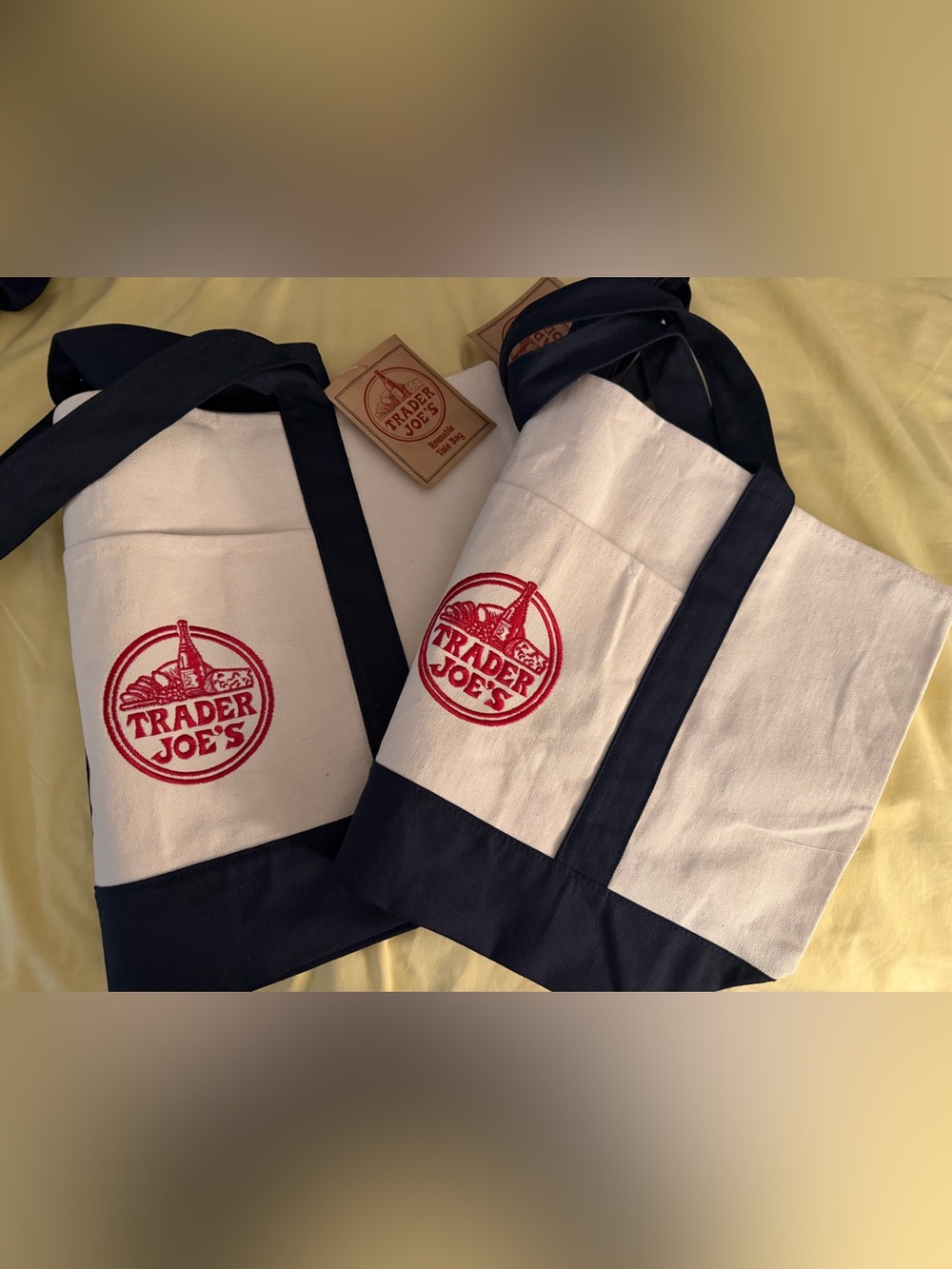 2 Trader Joe's Large Canvas Tote Bags Bundle ☀️🌊🗺️